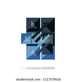 Banner gráfico de opción cuadrada. Visualización de datos e información, diseño geométrico. Ilustración del vector