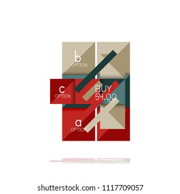 Banner gráfico de opción cuadrada. Visualización de datos e información, diseño geométrico. Ilustración del vector