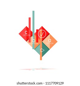 Banner gráfico de opción cuadrada. Visualización de datos e información, diseño geométrico. Ilustración del vector