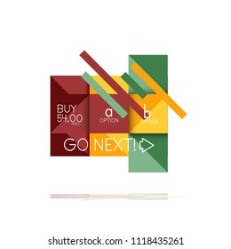 Banner gráfico de opción cuadrada. Visualización de datos e información, diseño geométrico. Ilustración del vector