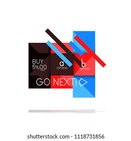 Banner gráfico de opción cuadrada. Visualización de datos e información, diseño geométrico. Ilustración del vector