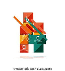 Square option infographic banner. Data and information visualization, geometric design. Vector illustration