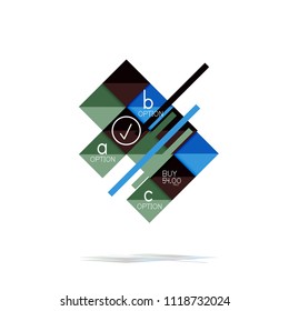 Banner gráfico de opción cuadrada. Visualización de datos e información, diseño geométrico. Ilustración del vector