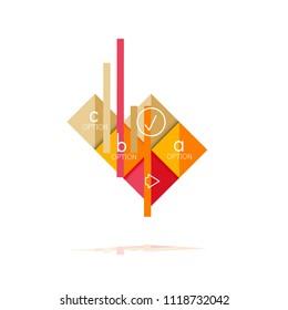 Banner gráfico de opción cuadrada. Visualización de datos e información, diseño geométrico. Ilustración del vector