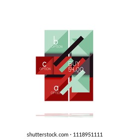 Banner infográfico de opção quadrado. Visualização de dados e informações, design geométrico. Ilustração vetorial