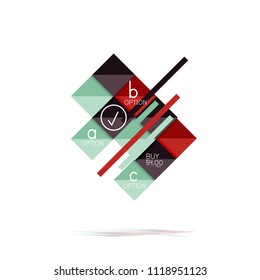 Banner gráfico de opción cuadrada. Visualización de datos e información, diseño geométrico. Ilustración del vector