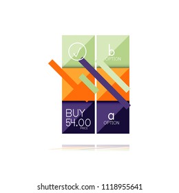 Banner gráfico de opción cuadrada. Visualización de datos e información, diseño geométrico. Ilustración del vector
