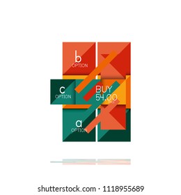 Banner gráfico de opción cuadrada. Visualización de datos e información, diseño geométrico. Ilustración del vector