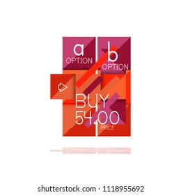 Square option infographic banner. Data and information visualization, geometric design. Vector illustration