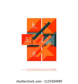 Square option infographic banner. Data and information visualization, geometric design. Vector illustration