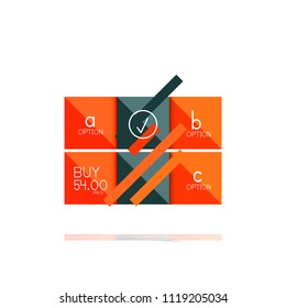 Banner infográfico de opção quadrado. Visualização de dados e informações, design geométrico. Ilustração vetorial