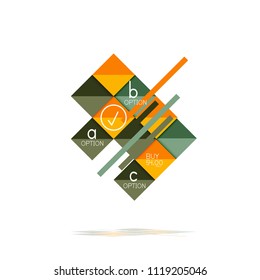 Quadratischer Option Infografik-Banner. Visualisierung von Daten und Informationen, geometrisches Design. Vektorgrafik