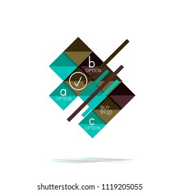 Quadratischer Option Infografik-Banner. Visualisierung von Daten und Informationen, geometrisches Design. Vektorgrafik