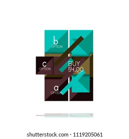 Banner gráfico de opción cuadrada. Visualización de datos e información, diseño geométrico. Ilustración del vector