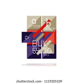 Square option infographic banner. Data and information visualization, geometric design. Vector illustration