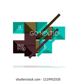 Quadratischer Option Infografik-Banner. Visualisierung von Daten und Informationen, geometrisches Design. Vektorgrafik