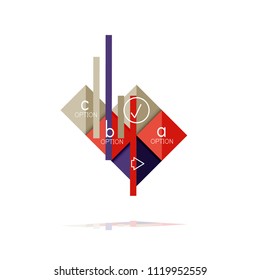 Banner gráfico de opción cuadrada. Visualización de datos e información, diseño geométrico. Ilustración del vector