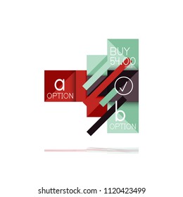 Banner gráfico de opción cuadrada. Visualización de datos e información, diseño geométrico. Ilustración del vector
