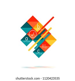 Banner gráfico de opción cuadrada. Visualización de datos e información, diseño geométrico. Ilustración del vector