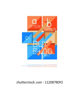 Square option infographic banner. Data and information visualization, geometric design. Vector illustration