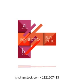 Banner gráfico de opción cuadrada. Visualización de datos e información, diseño geométrico. Ilustración del vector