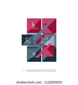 Square option infographic banner. Data and information visualization, geometric design. Vector illustration
