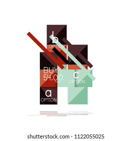 Banner gráfico de opción cuadrada. Visualización de datos e información, diseño geométrico. Ilustración del vector