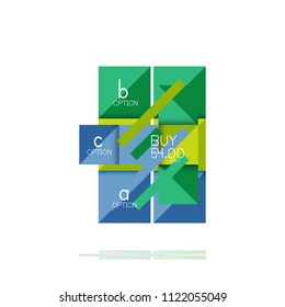 Banner gráfico de opción cuadrada. Visualización de datos e información, diseño geométrico. Ilustración del vector