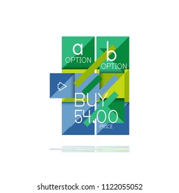Banner gráfico de opción cuadrada. Visualización de datos e información, diseño geométrico. Ilustración del vector