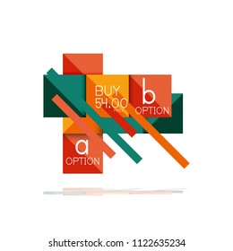 Quadratischer Option Infografik-Banner. Visualisierung von Daten und Informationen, geometrisches Design. Vektorgrafik