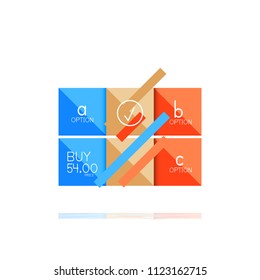 Square option infographic banner. Data and information visualization, geometric design. Vector illustration