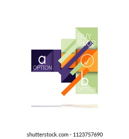 Banner gráfico de opción cuadrada. Visualización de datos e información, diseño geométrico. Ilustración del vector