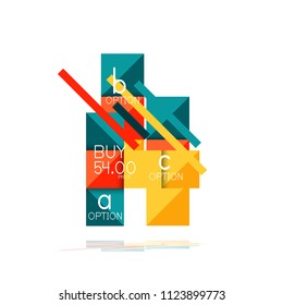 Square option infographic banner. Data and information visualization, geometric design. Vector illustration