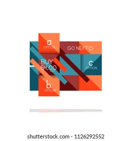 Quadratischer Option Infografik-Banner. Visualisierung von Daten und Informationen, geometrisches Design. Vektorgrafik