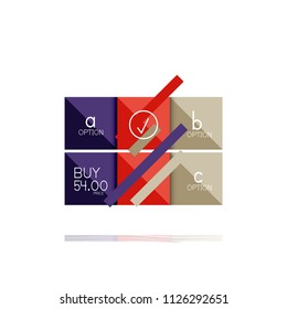 Quadratischer Option Infografik-Banner. Visualisierung von Daten und Informationen, geometrisches Design. Vektorgrafik