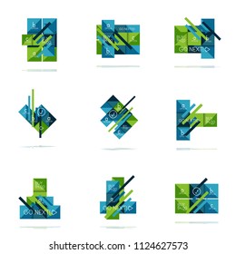 Juego de banners de infografía de opción cuadrada. Visualización de datos e información, diseño geométrico. Ilustración del vector