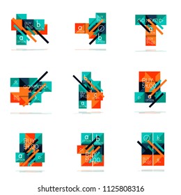 Square option infographic banner set. Data and information visualization, geometric design. Vector illustration
