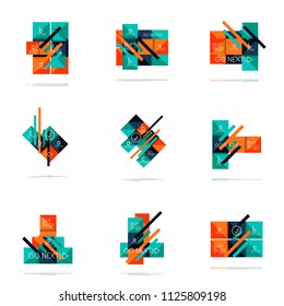 Square option infographic banner set. Data and information visualization, geometric design. Vector illustration
