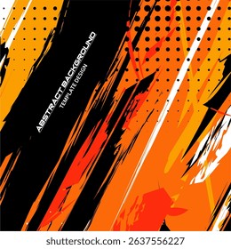 Square Orange Abstract Background Vector with Sportly Style and Grunge Effect. Brush Stroke Illustration Vector, Poster. Scratch Texture Elements For Design Template