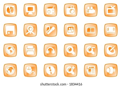 Square orange communication icons