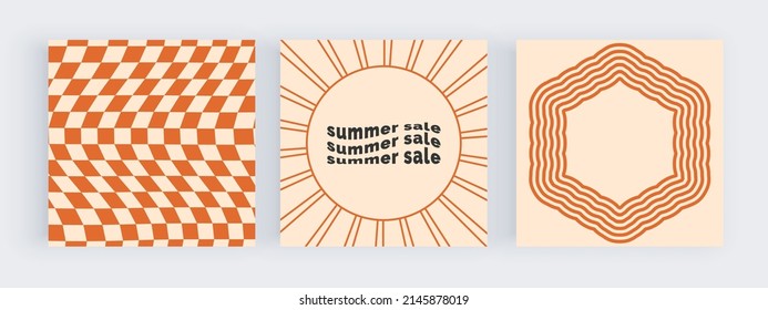 Square orange groovy retro design for social media