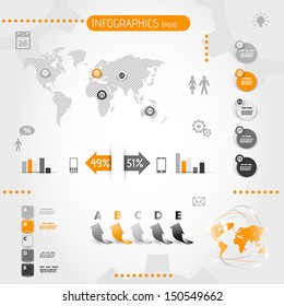 square orange infographics with icons. infographic concept.