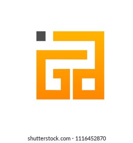 Square Orange Letter G A I Logo