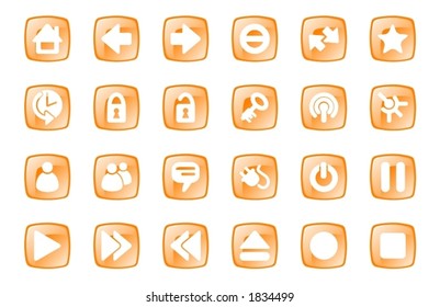 Square orange multi-media icons