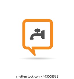 square orange speech bubble fountain icon illustration