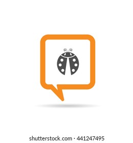 square orange speech bubble with ladybug icon illustration