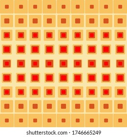 Formas cuadradas amarillas anaranjadas. Tecnología geométrica abstracta. La transición de grande a pequeña, de oscura a luz. Vector. Patrona sin mar.