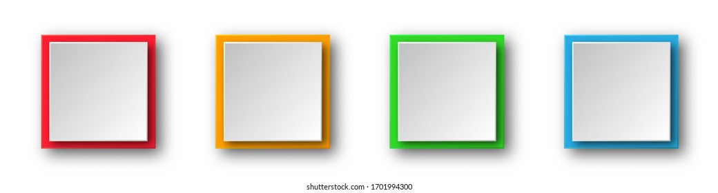 Square origami. Set of square shape origami paper with shadow. Abstract colorful paper background. Vector illustration.