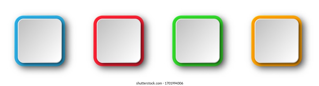 Square origami. Set of square shape origami paper with shadow. Abstract colorful paper background. Vector illustration.
