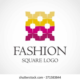 Square ornament for boutique abstract vector and logo design or template fashion decoration business icon of company identity symbol concept